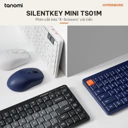 Bàn phím không dây HyperWork SilentKey Mini TS01M 84 phím Bỏ phím số Kết nối 5 thiết bị Gõ êm X-Scissors 7