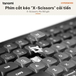 Bàn phím không dây HyperWork SilentKey Mini TS01M 84 phím Bỏ phím số Kết nối 5 thiết bị Gõ êm X-Scissors 6