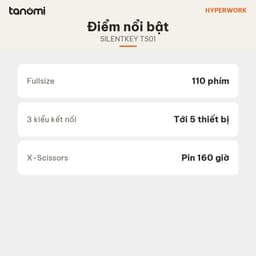 Bàn phím không dây HyperWork SilentKey TS01 Fullsize 110 phím Kết nối 5 thiết bị Pin 160 giờ Gõ êm X-Scissors 8