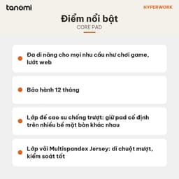 Lót chuột HyperWork Core Pad Cỡ Nhỏ Dày 4 mm Chống nước Đế cao su chống trượt 6
