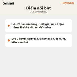 Lót chuột HyperWork Core Pad Cỡ Nhỏ Dày 4 mm Chống nước Đế cao su chống trượt 9
