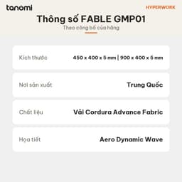 Pad chuột gaming HyperWork Fable Size L 45 cm và XL 90 cm Dày 5 mm Vải Cordura Chống nước Bề mặt Speed 8