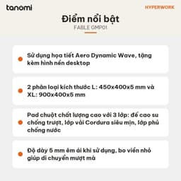 Pad chuột gaming HyperWork Fable Size L 45 cm và XL 90 cm Dày 5 mm Vải Cordura Chống nước Bề mặt Speed 9