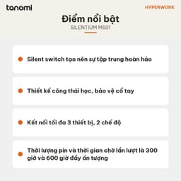 Chuột không dây HyperWork Silentium MS01 Công thái học Click im lặng Pin 300 giờ Kết nối 3 thiết bị DPI 2400 8