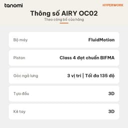 Ghế công thái học lưng lưới HyperWork Airy OC02 Lưới AeroMesh Tựa đầu 3D Kê tay 3D Mâm trượt 5 cm 5