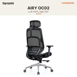 Ghế công thái học lưng lưới HyperWork Airy OC02 Lưới AeroMesh Tựa đầu 3D Kê tay 3D Mâm trượt 5 cm 2
