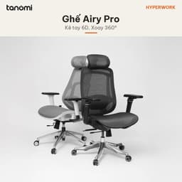 Ghế công thái học HyperWork Airy Pro OC04 Kê tay 4D Tựa lưng 2D Ngả 125 độ Móc treo áo ghế văn phòng kê tay 4D 4