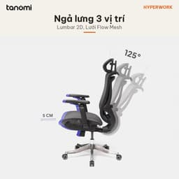 Ghế công thái học HyperWork Airy Pro OC04 Kê tay 4D Tựa lưng 2D Ngả 125 độ Móc treo áo ghế văn phòng kê tay 4D 8