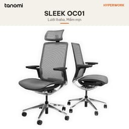 Ghế công thái học HyperWork Sleek OC01 Kê tay 4D Tựa đầu 3D Lưới Chenille Ý FluidMotion Pro ghế văn phòng cao cấp 5