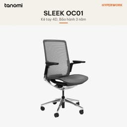 Ghế công thái học HyperWork Sleek OC01 Kê tay 4D Tựa đầu 3D Lưới Chenille Ý FluidMotion Pro ghế văn phòng cao cấp 4