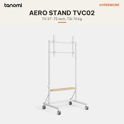 Giá treo tivi di động HyperWork Aero Stand TVC02 Tivi 37-75 inch Tải 70 kg Kệ gỗ Bánh xe có khoá 2