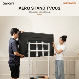 Giá treo tivi di động HyperWork Aero Stand TVC02 Tivi 37-75 inch Tải 70 kg Kệ gỗ Bánh xe có khoá 5