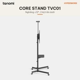 Giá treo tivi di động HyperWork Core Stand TVC01 Tivi 37-75 inch Tải 50 kg 2 kệ Bánh xe có khoá 3