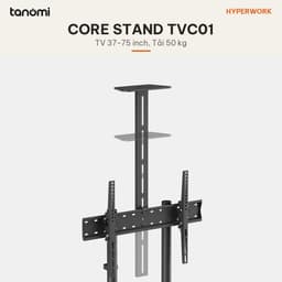 Giá treo tivi di động HyperWork Core Stand TVC01 Tivi 37-75 inch Tải 50 kg 2 kệ Bánh xe có khoá 9