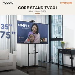 Giá treo tivi di động HyperWork Core Stand TVC01 Tivi 37-75 inch Tải 50 kg 2 kệ Bánh xe có khoá 5