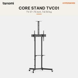 Giá treo tivi di động HyperWork Core Stand TVC01 Tivi 37-75 inch Tải 50 kg 2 kệ Bánh xe có khoá 2