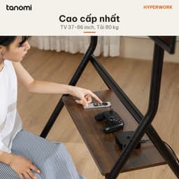 Giá treo tivi di động HyperWork Era Stand TVC03 Tivi 37-86 inch Tải 80 kg Kệ 10 kg Vân gỗ óc chó 4