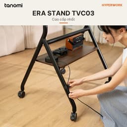 Giá treo tivi di động HyperWork Era Stand TVC03 Tivi 37-86 inch Tải 80 kg Kệ 10 kg Vân gỗ óc chó 5