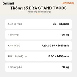 Giá treo tivi di động HyperWork Era Stand TVC03 Tivi 37-86 inch Tải 80 kg Kệ 10 kg Vân gỗ óc chó 9