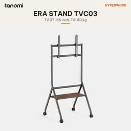 Giá treo tivi di động HyperWork Era Stand TVC03 Tivi 37-86 inch Tải 80 kg Kệ 10 kg Vân gỗ óc chó 2