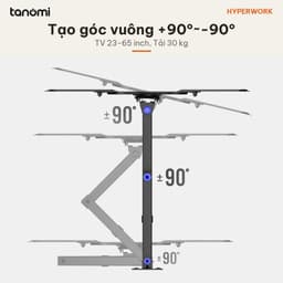 Giá treo tivi gắn tường HyperWork TVF03 Tivi 23-65 inch Tay xoay 180 độ Vươn 37,8 cm Nghiêng 15 độ Có đi dây Đen 4