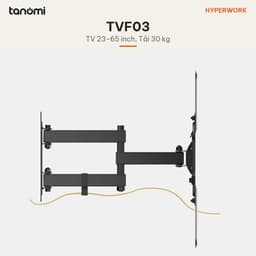Giá treo tivi gắn tường HyperWork TVF03 Tivi 23-65 inch Tay xoay 180 độ Vươn 37,8 cm Nghiêng 15 độ Có đi dây Đen 7