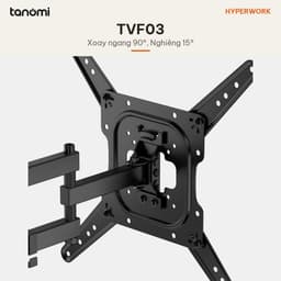 Giá treo tivi gắn tường HyperWork TVF03 Tivi 23-65 inch Tay xoay 180 độ Vươn 37,8 cm Nghiêng 15 độ Có đi dây Đen 8