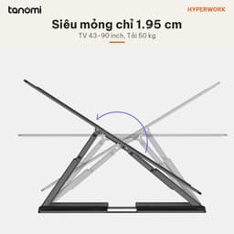 Giá treo tivi gắn tường tay xoay HyperWork TVF04 Tivi 43-90 inch Tải 50 kg Vươn 25 cm Gập sát tường 1,95 cm Đen 4