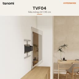 Giá treo tivi gắn tường tay xoay HyperWork TVF04 Tivi 43-90 inch Tải 50 kg Vươn 25 cm Gập sát tường 1,95 cm Đen 5