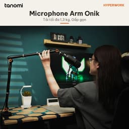 Giá đỡ microphone HyperWork ONIK Tải 1,3 kg 3 khớp xoay Gấp gọn Adapter 3/8 5/8 inch Kẹp bàn arm micro mini studio 4
