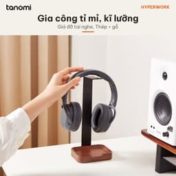 Giá đỡ tai nghe HyperWork Premium Collection HS01 Gỗ óc chó Nhôm Cao 265 mm Khay gỗ ở chân đế setup bàn làm việc 4