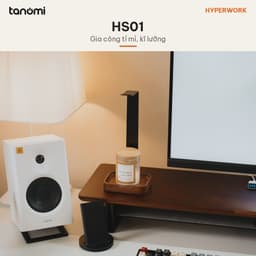 Giá đỡ tai nghe HyperWork Premium Collection HS01 Gỗ óc chó Nhôm Cao 265 mm Khay gỗ ở chân đế setup bàn làm việc 5