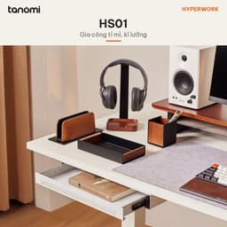 Giá đỡ tai nghe HyperWork Premium Collection HS01 Gỗ óc chó Nhôm Cao 265 mm Khay gỗ ở chân đế setup bàn làm việc 6