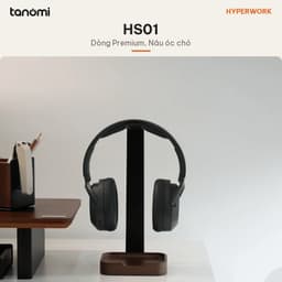Giá đỡ tai nghe HyperWork Premium Collection HS01 Gỗ óc chó Nhôm Cao 265 mm Khay gỗ ở chân đế setup bàn làm việc 7