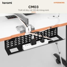 Khay đi dây HyperWork CM03 Size 60 cm và 80 cm Thép Tải 10 kg Kẹp bàn hoặc bắt vít Đáy vát 135 độ 7