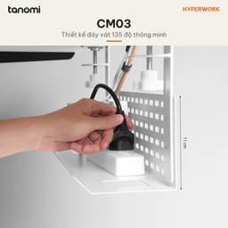 Khay đi dây HyperWork CM03 Size 60 cm và 80 cm Thép Tải 10 kg Kẹp bàn hoặc bắt vít Đáy vát 135 độ 6