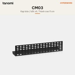 Khay đi dây HyperWork CM03 Size 60 cm và 80 cm Thép Tải 10 kg Kẹp bàn hoặc bắt vít Đáy vát 135 độ 2