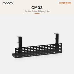 Khay đi dây HyperWork CM03 Size 60 cm và 80 cm Thép Tải 10 kg Kẹp bàn hoặc bắt vít Đáy vát 135 độ 8