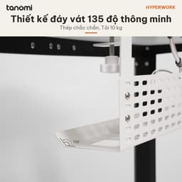 Khay đi dây HyperWork CM03 Size 60 cm và 80 cm Thép Tải 10 kg Kẹp bàn hoặc bắt vít Đáy vát 135 độ 5