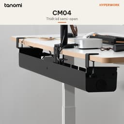 Khay đi dây HyperWork CM04 Thép Rãnh luồn dây Khay nghiêng được Kẹp bàn Lỗ cao su mềm giấu dây dưới gầm bàn 8
