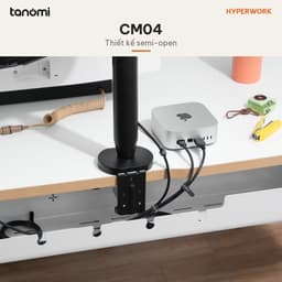 Khay đi dây HyperWork CM04 Thép Rãnh luồn dây Khay nghiêng được Kẹp bàn Lỗ cao su mềm giấu dây dưới gầm bàn 9
