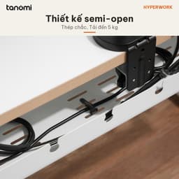 Khay đi dây HyperWork CM04 Thép Rãnh luồn dây Khay nghiêng được Kẹp bàn Lỗ cao su mềm giấu dây dưới gầm bàn 6