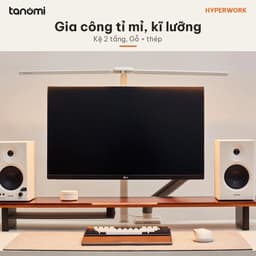 Kệ màn hình gỗ HyperWork DS01 Dài 107 cm Tải 45 kg 2 tầng Gỗ óc chó kệ để màn hình trên bàn làm việc 4
