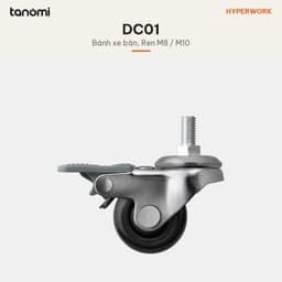 Bộ bánh xe cho bàn HyperWork DC01 Bộ 4 bánh Ren M8 M10 Tải 120 kg Có khoá bánh Vòng bi 608ZZ Bánh 38 mm 2