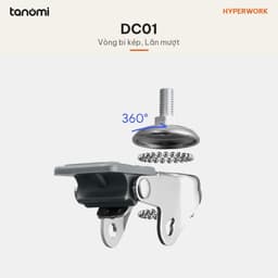 Bộ bánh xe cho bàn HyperWork DC01 Bộ 4 bánh Ren M8 M10 Tải 120 kg Có khoá bánh Vòng bi 608ZZ Bánh 38 mm 9