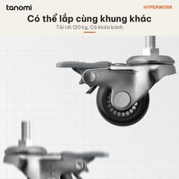 Bộ bánh xe cho bàn HyperWork DC01 Bộ 4 bánh Ren M8 M10 Tải 120 kg Có khoá bánh Vòng bi 608ZZ Bánh 38 mm 8