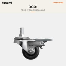 Bộ bánh xe cho bàn HyperWork DC01 Bộ 4 bánh Ren M8 M10 Tải 120 kg Có khoá bánh Vòng bi 608ZZ Bánh 38 mm 3