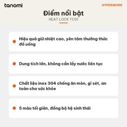 Cốc giữ nhiệt HyperWork Heat Lock TC01 600 ml Inox 304 Giữ lạnh 24 giờ Nắp trượt chống tràn Vừa giá để cốc ô tô 5
