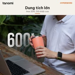 Cốc giữ nhiệt HyperWork Heat Lock TC01 600 ml Inox 304 Giữ lạnh 24 giờ Nắp trượt chống tràn Vừa giá để cốc ô tô 2