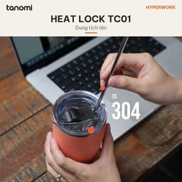 Cốc giữ nhiệt HyperWork Heat Lock TC01 600 ml Inox 304 Giữ lạnh 24 giờ Nắp trượt chống tràn Vừa giá để cốc ô tô 3